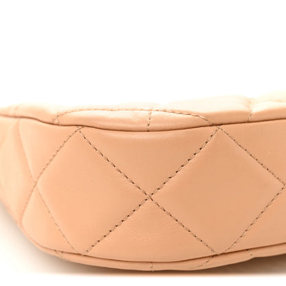 Crumpled Calfskin Quilted Braided CC Hobo Beige