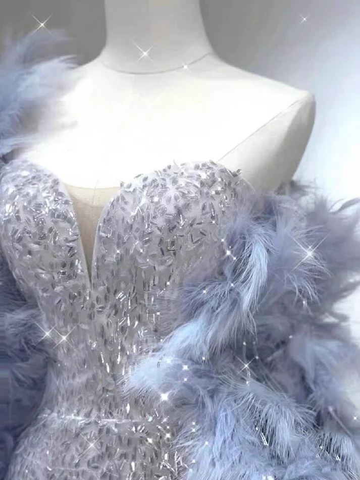 Stunning Silver Sweetheart Sequins Mermaid Long Formal Party Dress MD7400