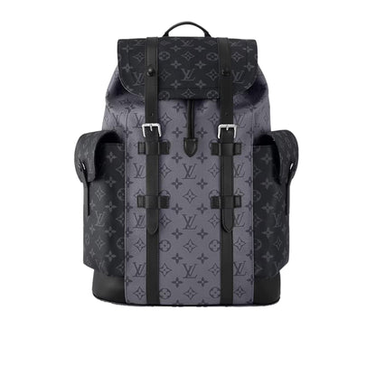 LOUIS VUITTON CHRISTOPHER MM MONOGRAM ECLIPSE BLACK AND GREY 33CM M45419
