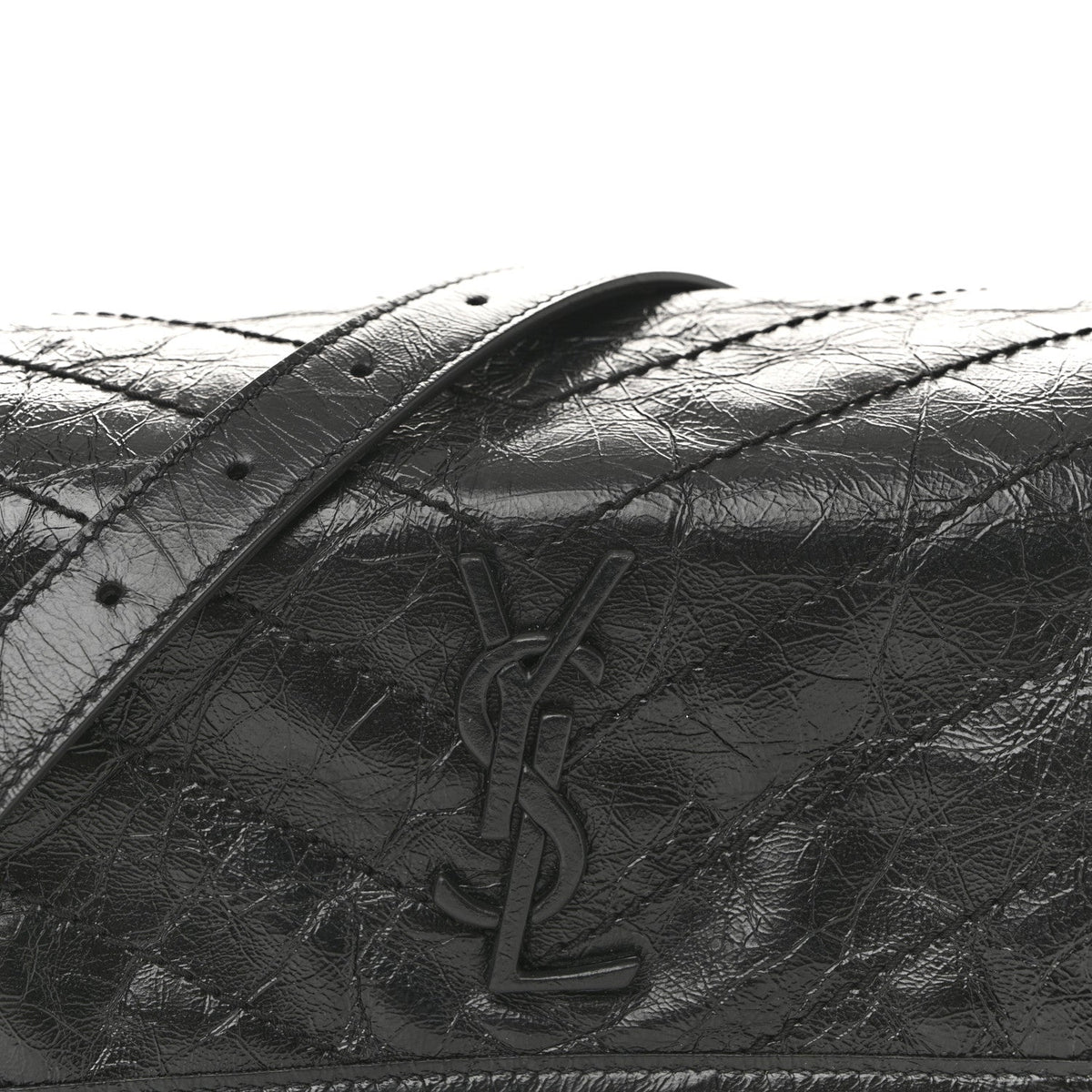 Crinkled Calfskin Matelasse Monogram Niki Body Bag Black