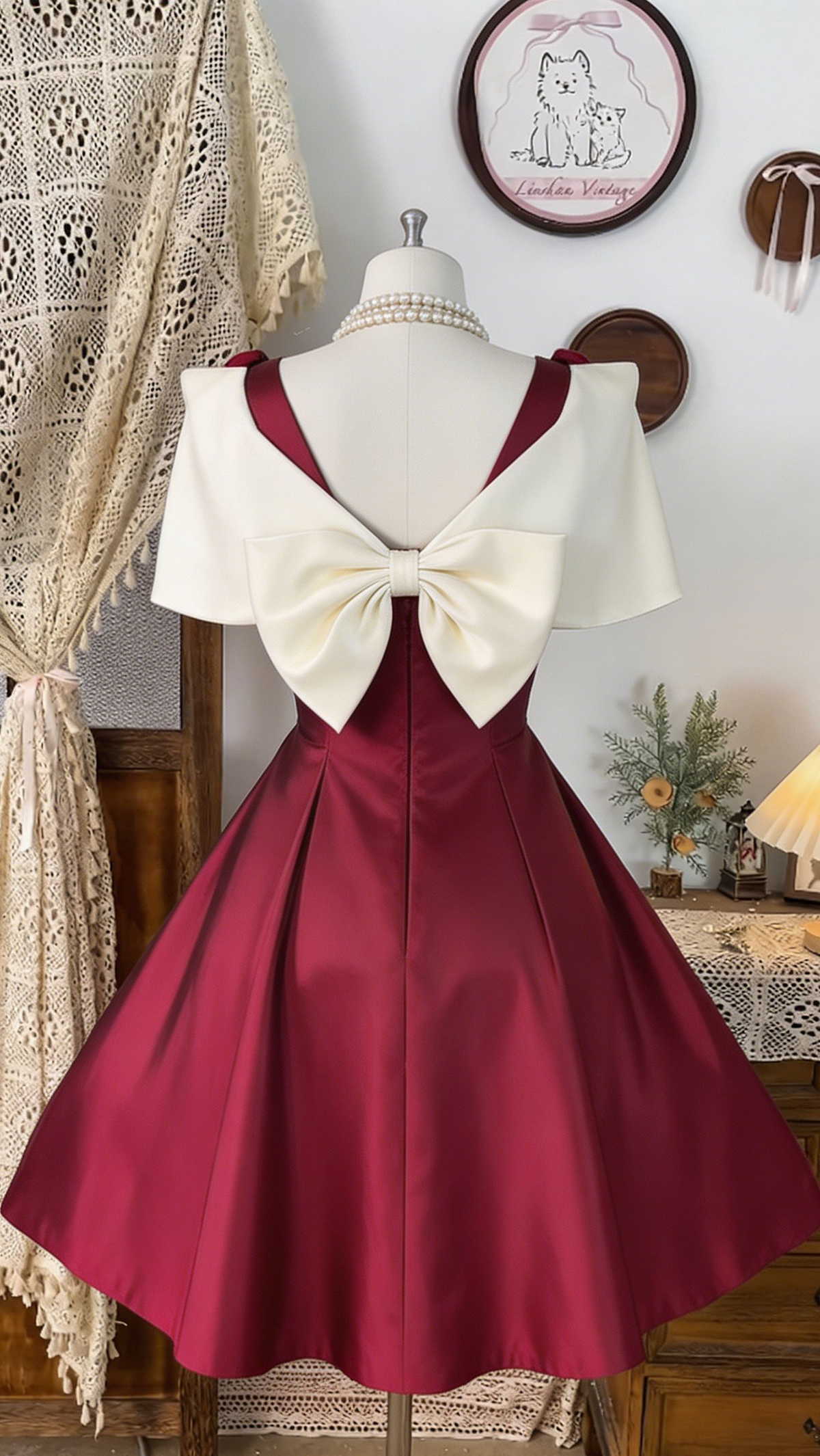 Beauty Homecoming Dress Portrait Bowknot Back to School Outfits Party Dress  D6538