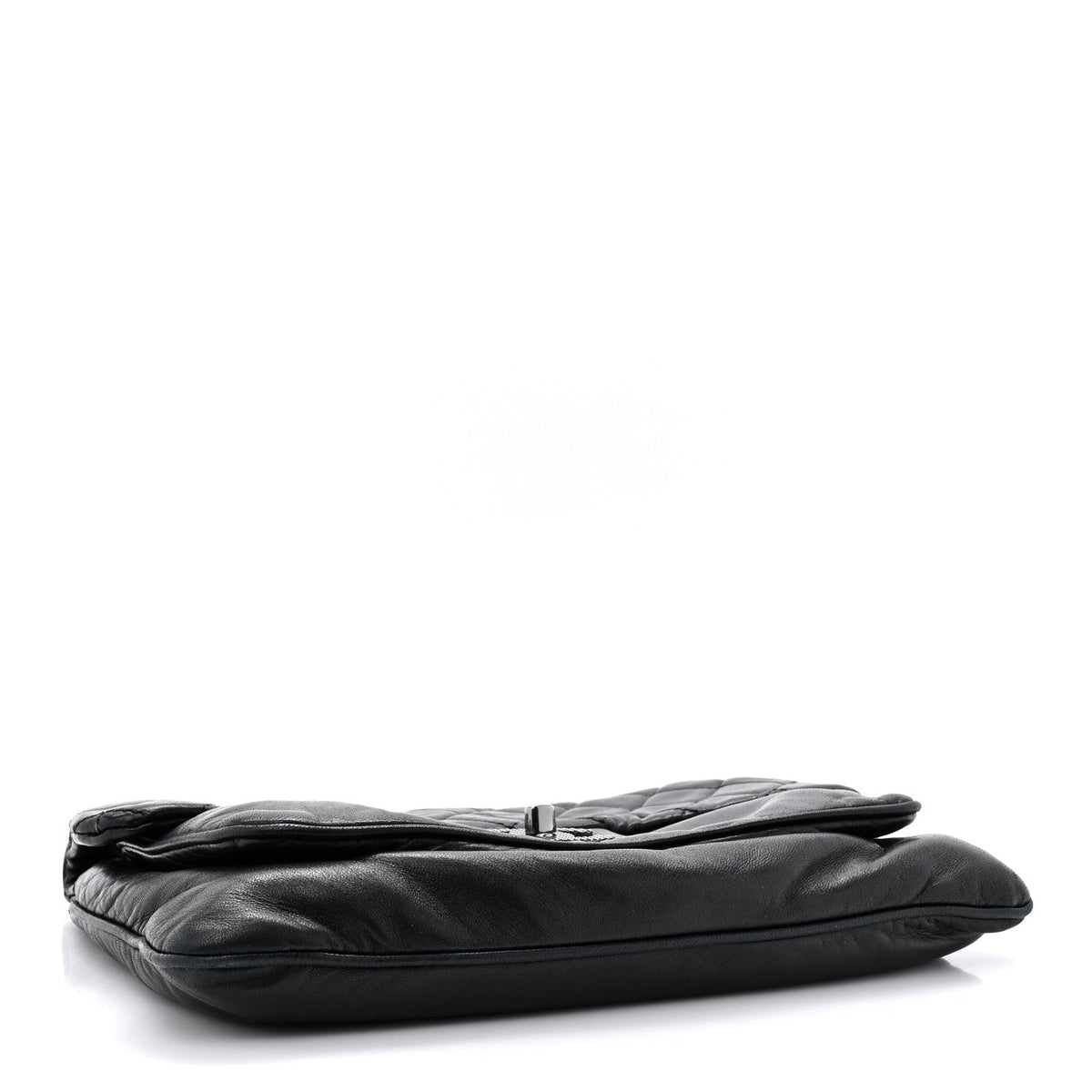 Lambskin Quilted Chain Mail Shoulder Bag Black