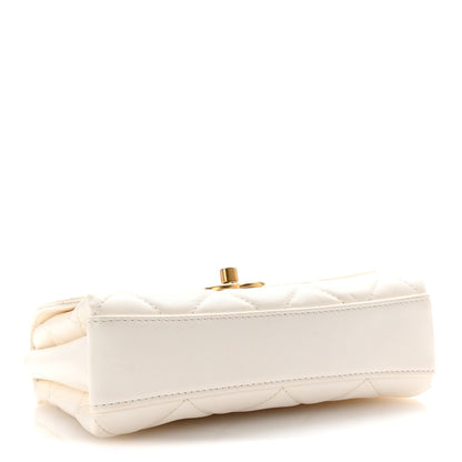 Lambskin Quilted Mini CC Crystal Logo Chain Flap White