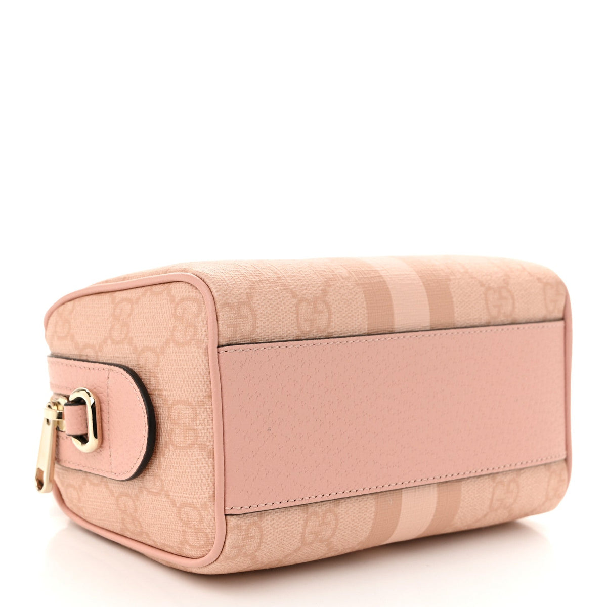 GG Supreme Monogram Textured Dollar Calfskin Web Super Mini Ophidia Top Handle Bowler Bag Rose Pink