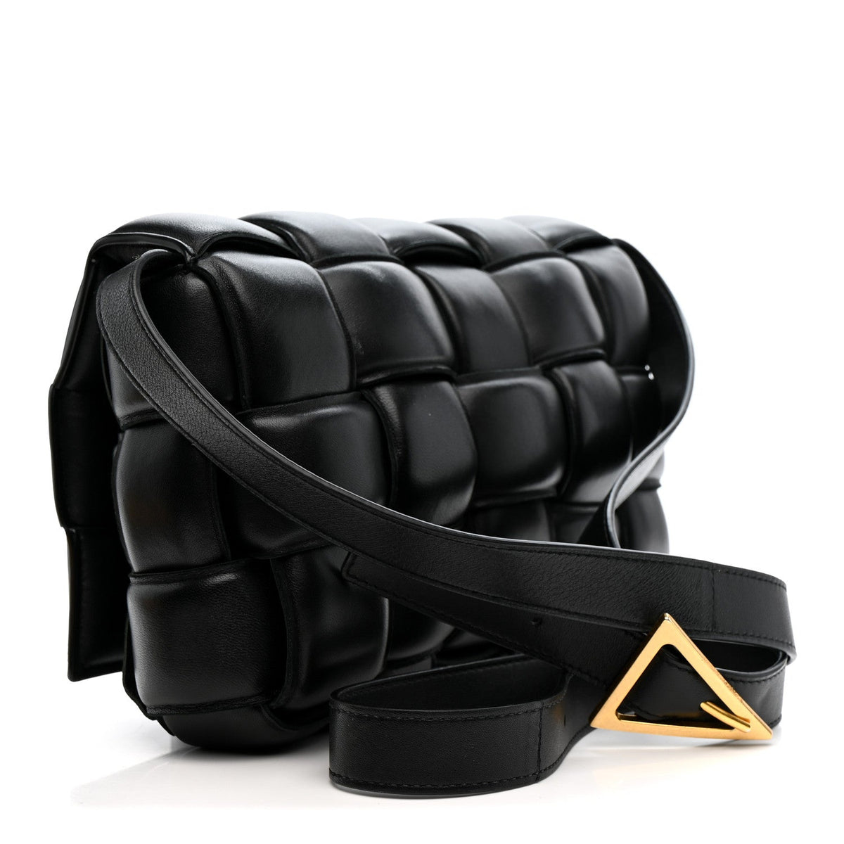 Nappa Maxi Intreccio Padded Cassette Crossbody Bag Black