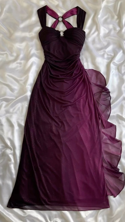 Vintage Straps Prom Dress Chiffon Long Evening Dress MD7413