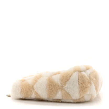 Shearling Symbole Mini Triangle Bag Ecru White