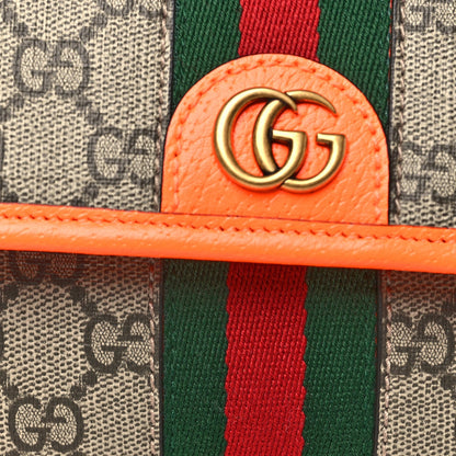 GG Supreme Monogram Web Small Ophidia Belt Bag Beige Ebony Orange Fluo