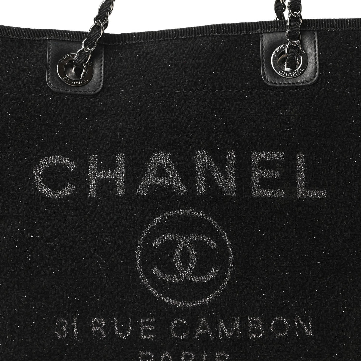 Lurex Canvas Small Deauville Tote Black