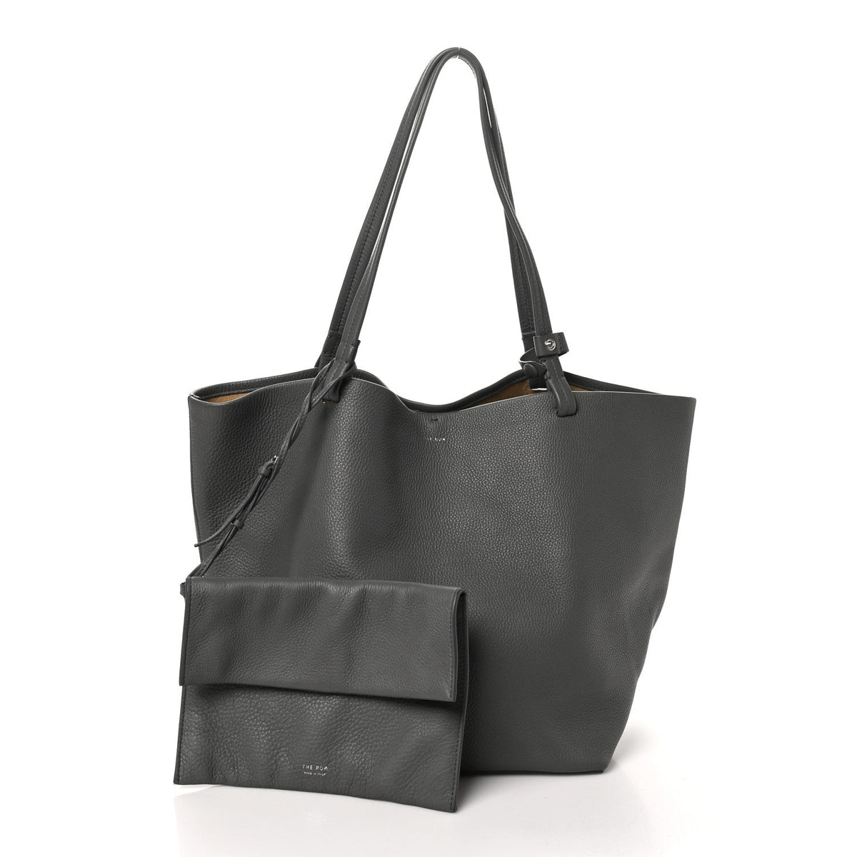 Grained Calfskin Park Tote Three Charcoal