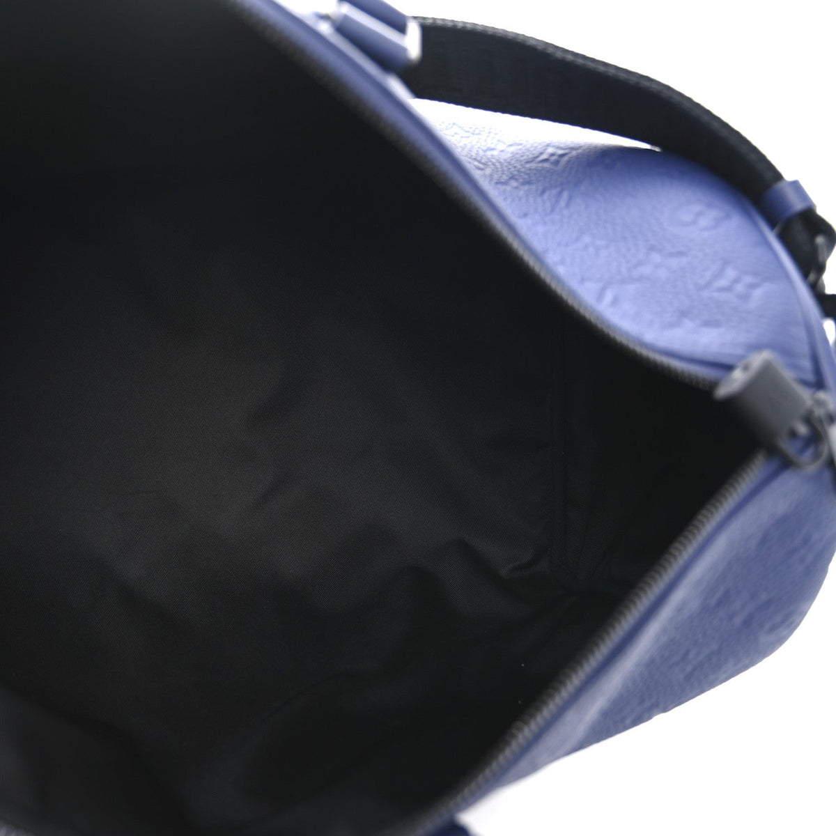 Embossed Calfskin Monogram Shadow Keepall Bandouliere 50 Navy Blue