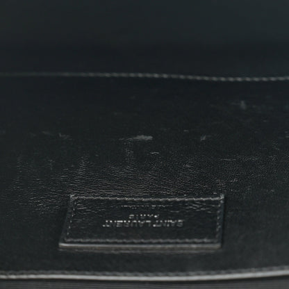Calfskin Crocodile Embossed Large Classic Monogram Kate Satchel Black