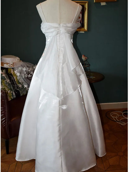 Vintage A Line Spaghetti Strap Light Pink Tulle Long Prom Dress Evening Dress SH2215