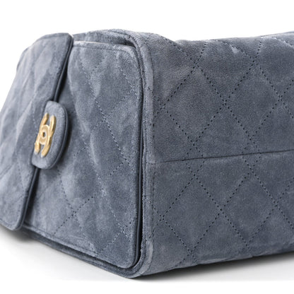 Suede Quilted Small Chanel 25 Handbag Blue