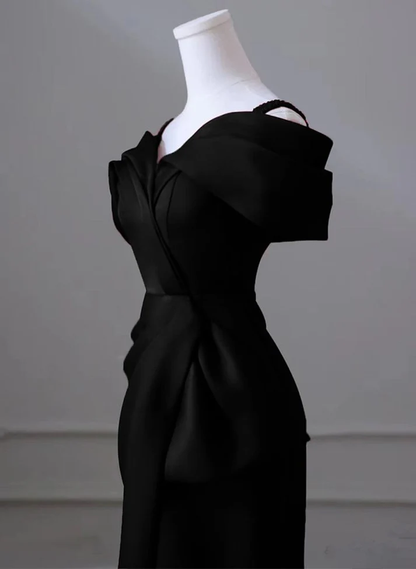 Black Off Shoulder Straps Mermaid Long Prom Dress Evening Gown  MD7243