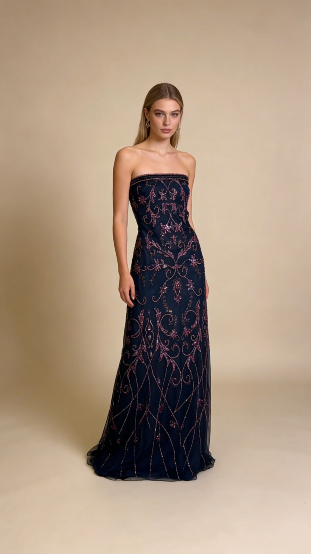 Vintage Prom Dress Strapless Beadings Long Evening Gala Dress Birthday Party Outfits  MD7448