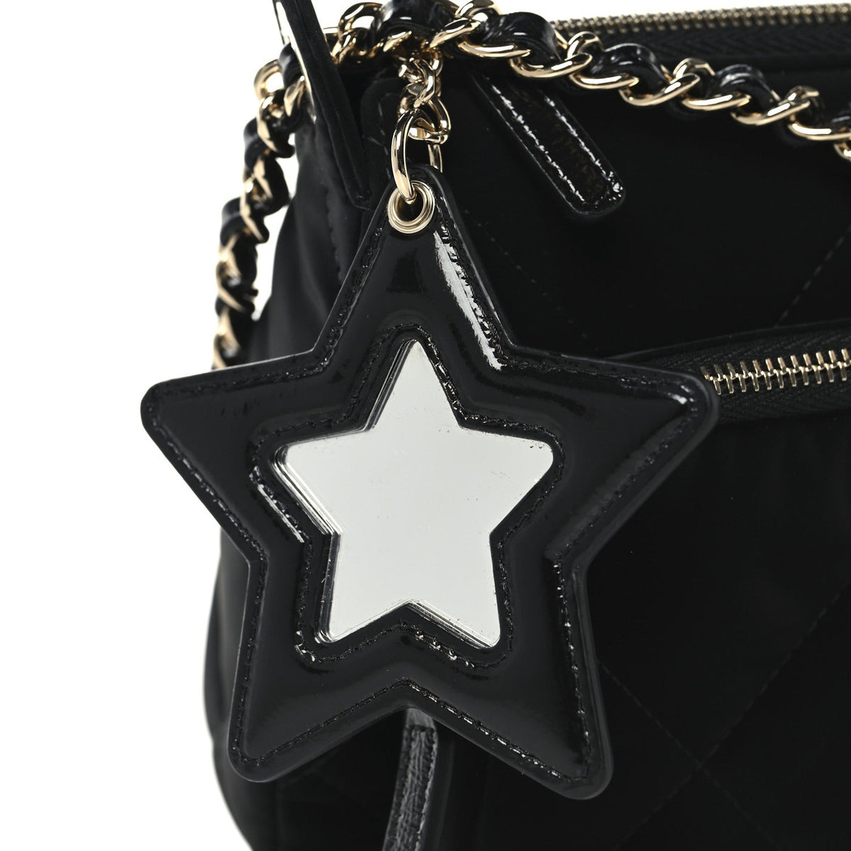 Velvet Effect Nylon Shiny Crumpled Calfskin Quilted Chanel 25 Clutch With Chain Black