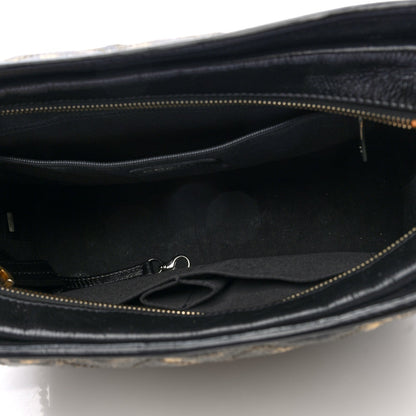 Metallic Crumpled Goatskin Quilted Medium Gabrielle Hobo Black Gold