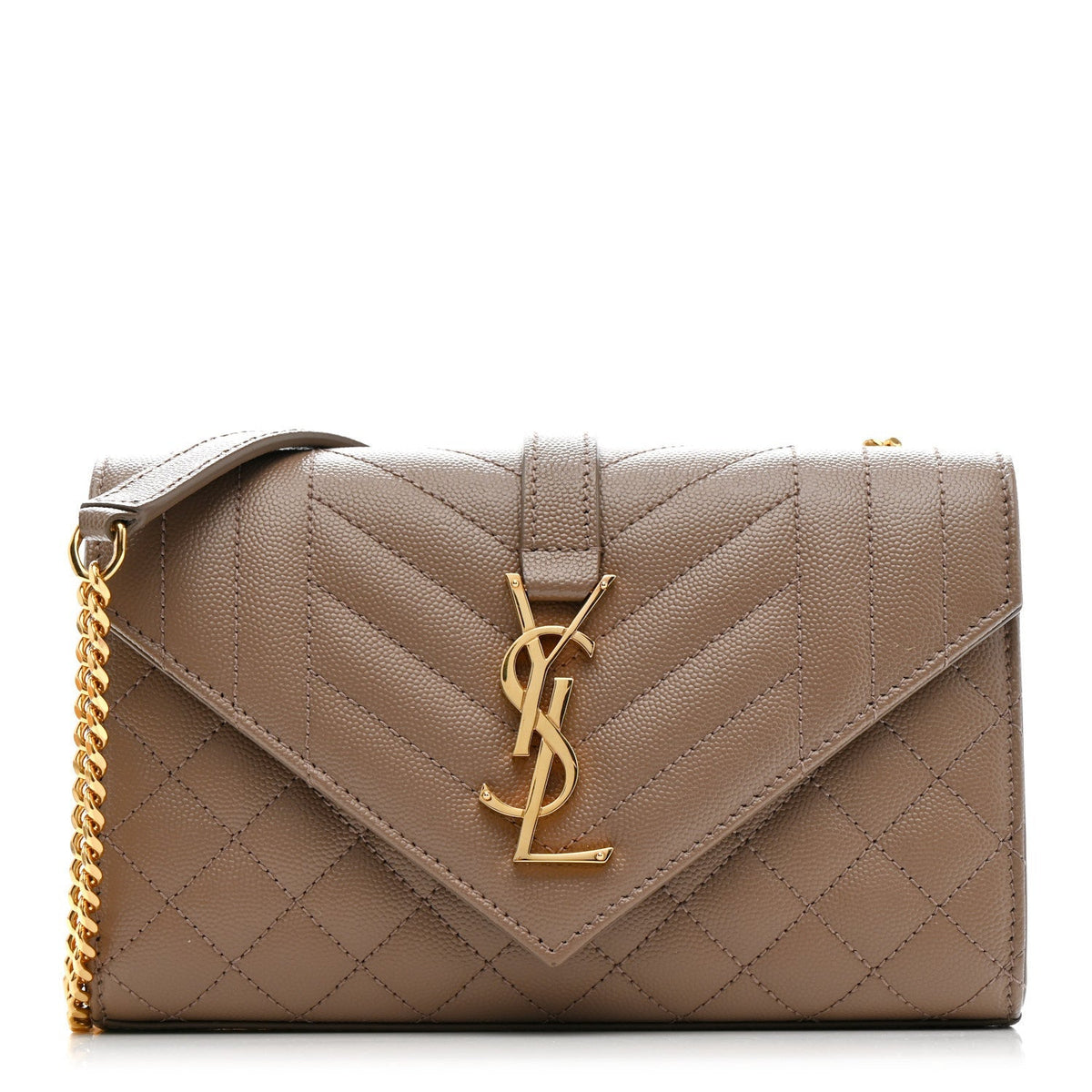 Grain De Poudre Textured Mixed Matelasse Triquilt Small Monogram Satchel Dark Beige