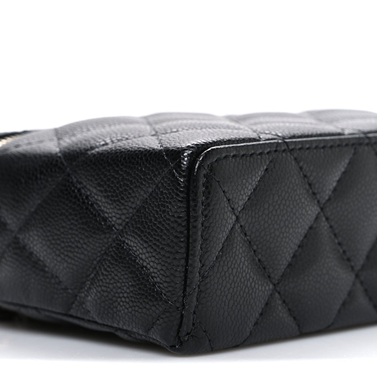Caviar Quilted Top Handle Slim Vanity With Chain Black