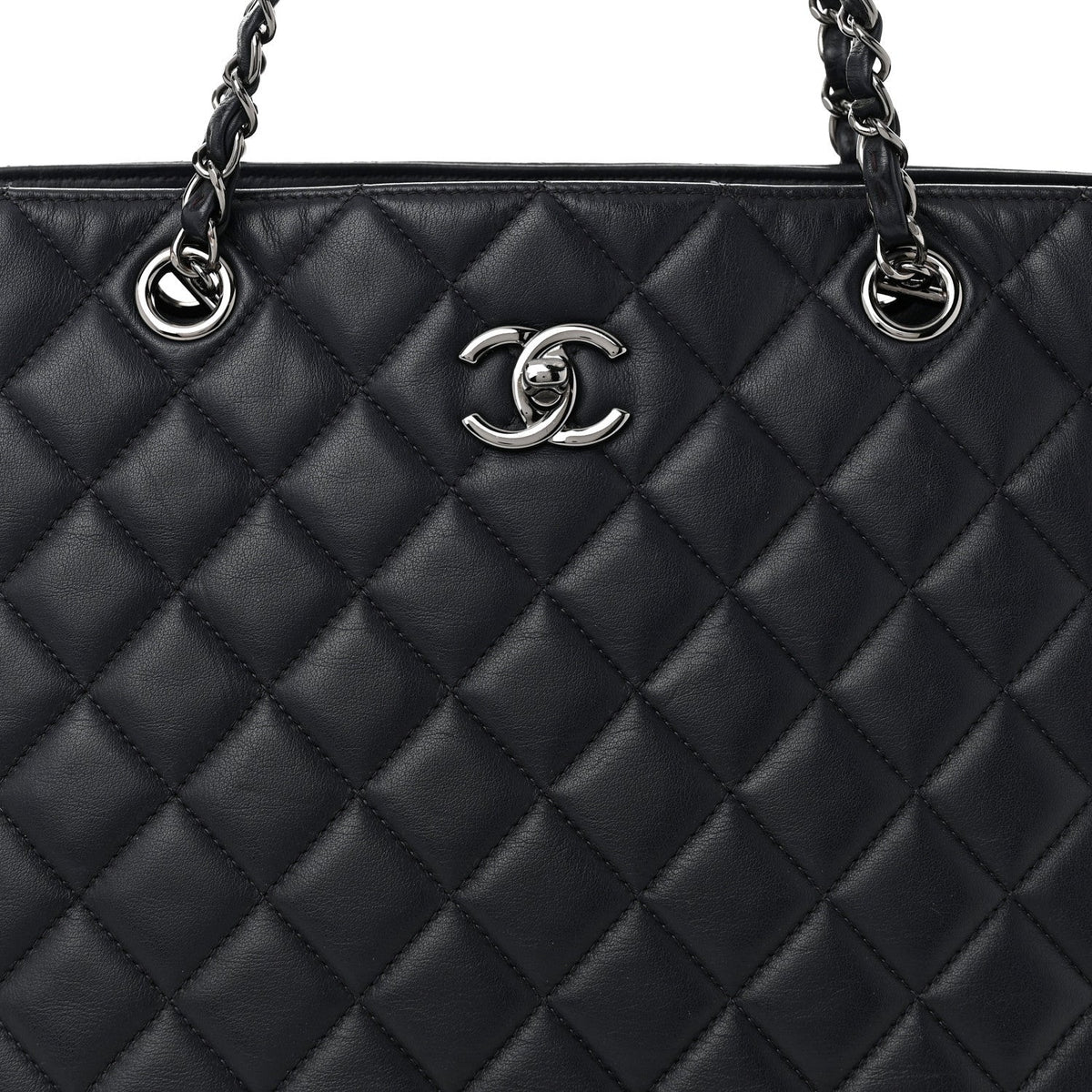 Calfskin Quilted Timeless Tote Dark Navy