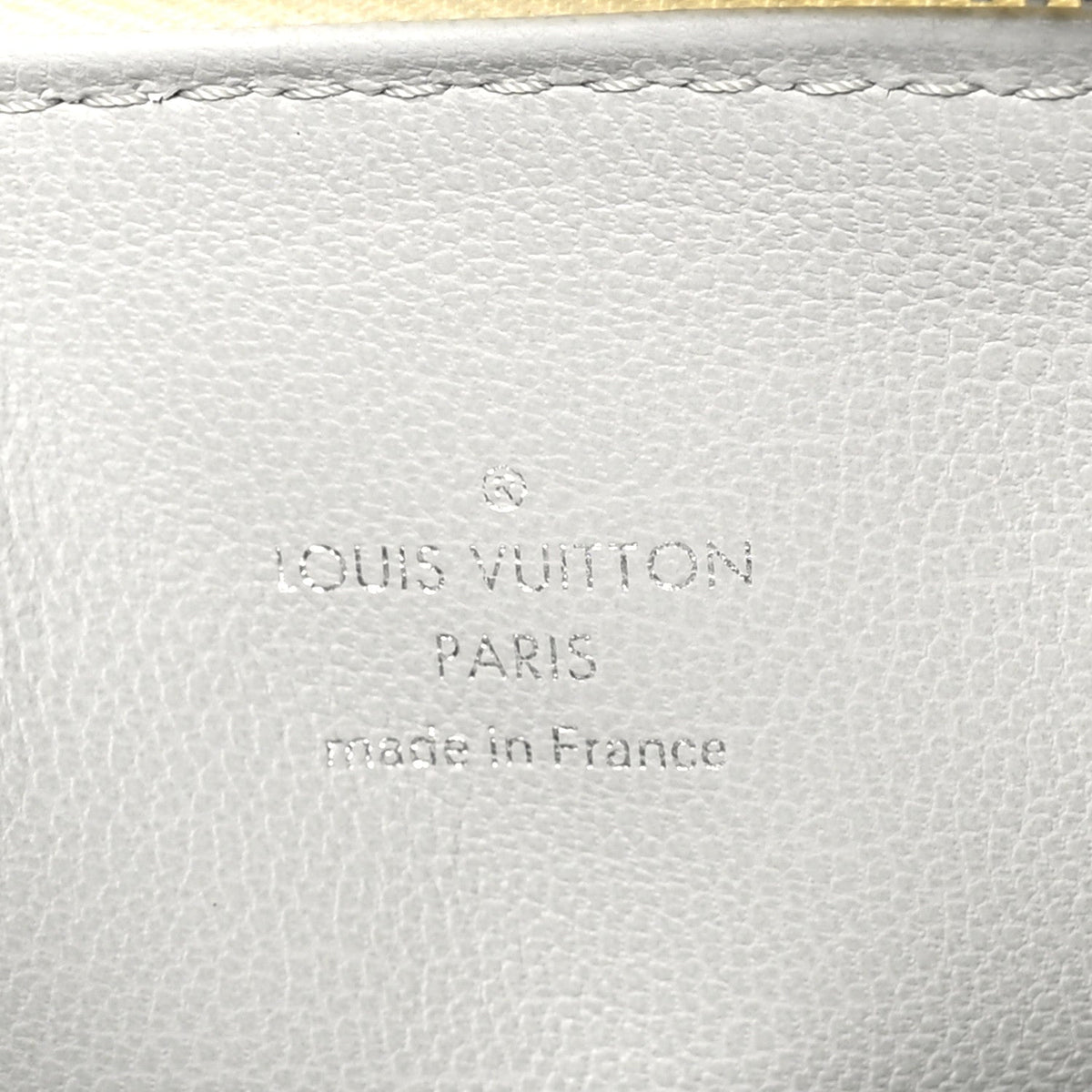 Lambskin Embossed Monogram Coussin PM Cream Grey