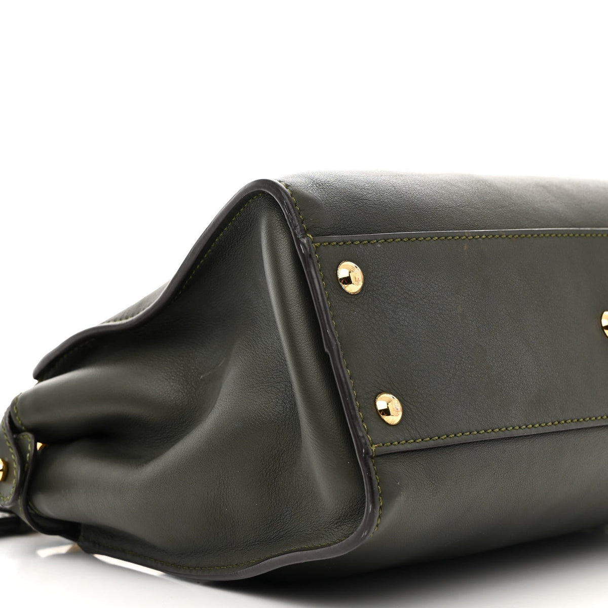 Vitello Seta Shiny Nappa Medium Peekaboo Iconic Satchel Verde Prato Makeup