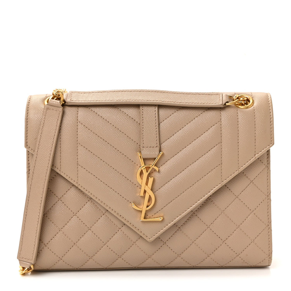 Grain De Poudre Textured Mixed Matelasse Medium Triquilt Monogram Satchel Dark Beige