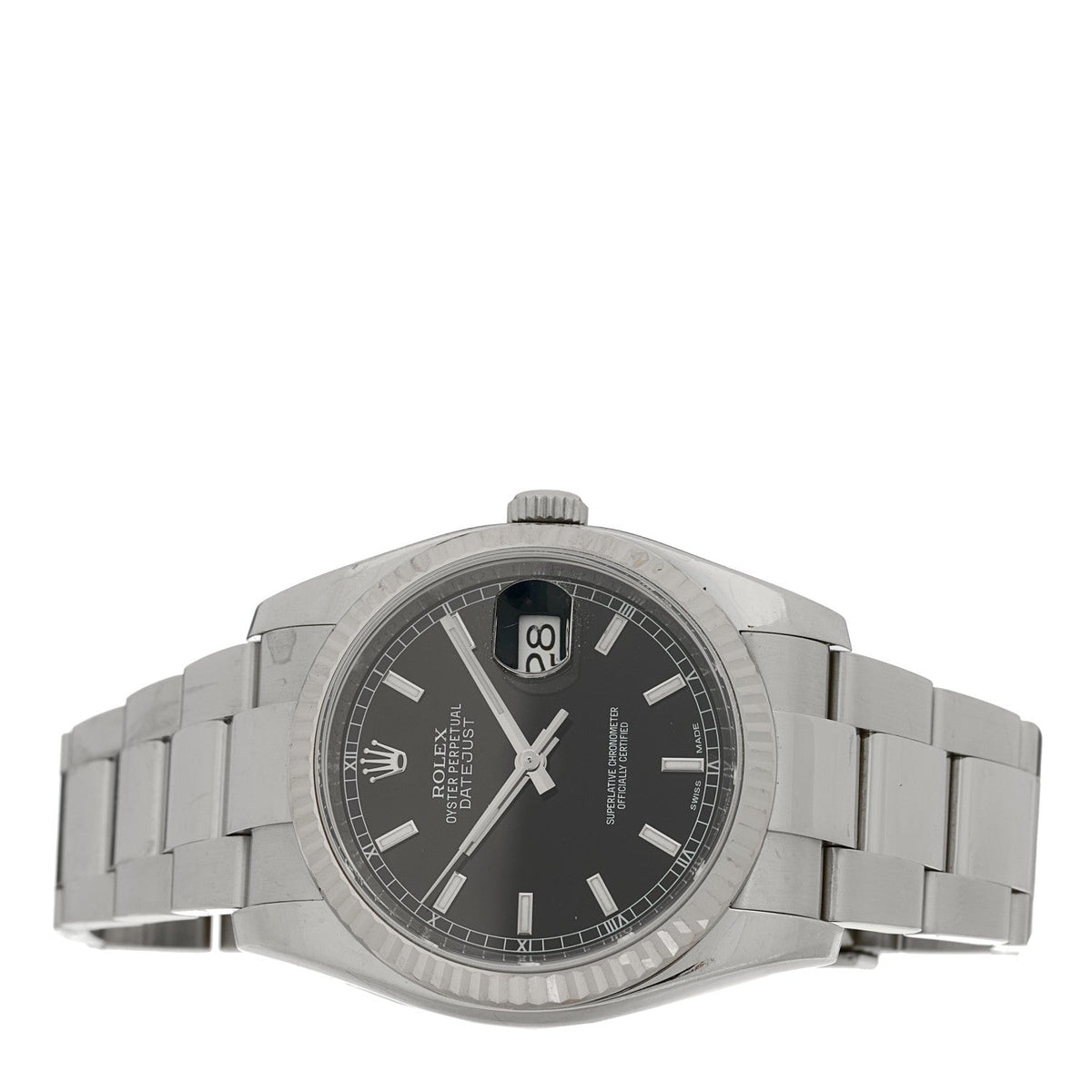 Stainless Steel 18K White Gold 36mm Oyster Perpetual Datejust Watch Black 116234