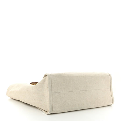Linen Vitello Large Logo Tote Natural