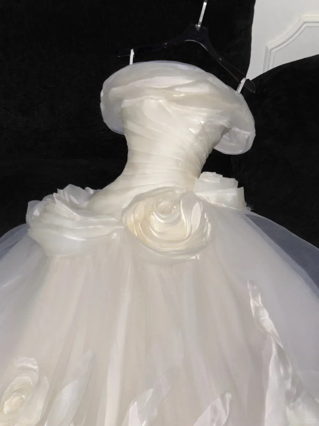 Elegant Spaghetti Strap A-Line Flower Tulle Long Prom Dress Wedding Dress Dress D6396