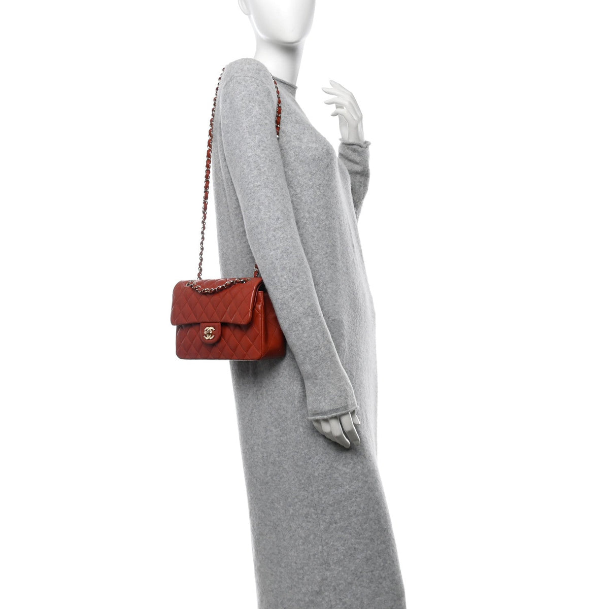Lambskin Quilted Small Double Flap Red