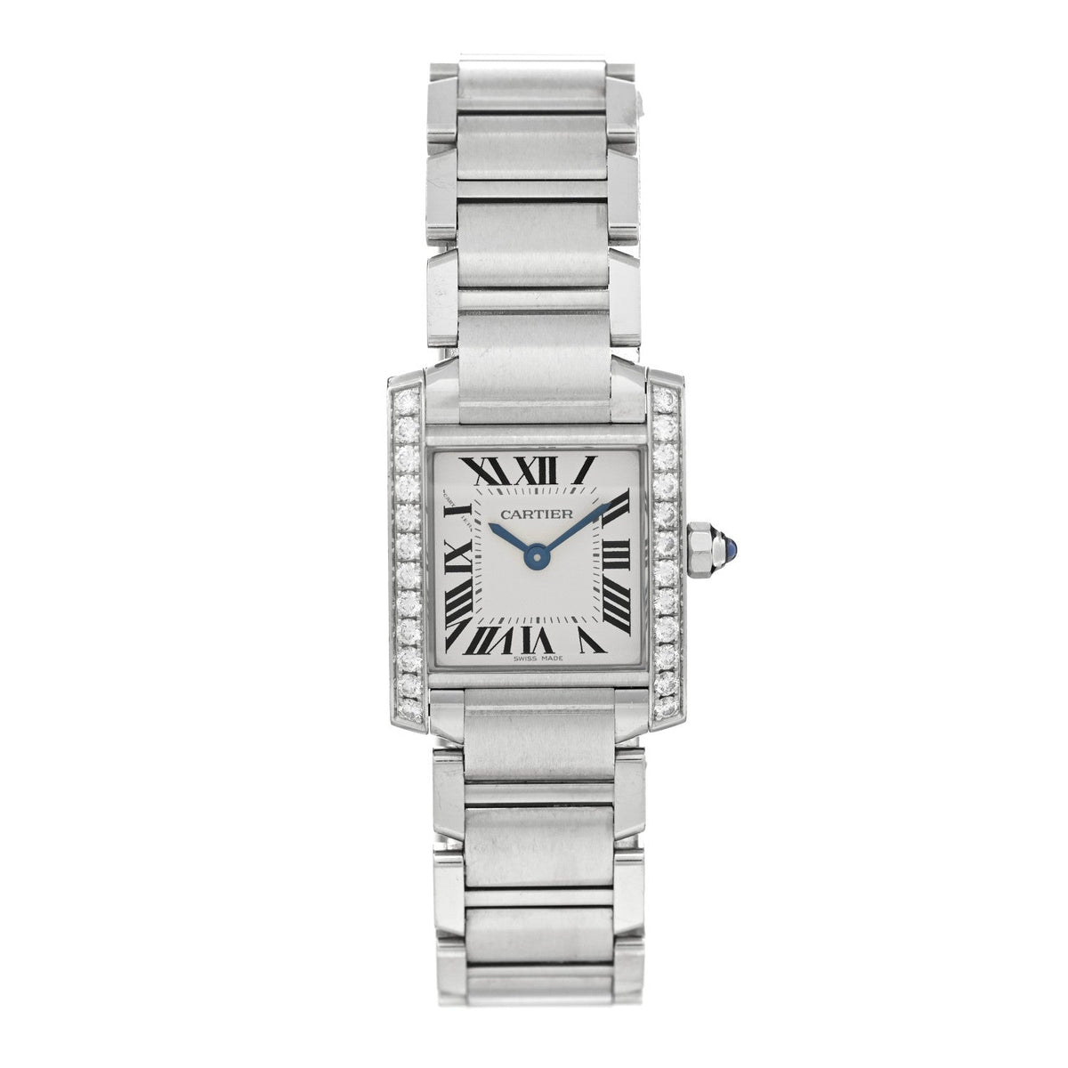 Stainless Steel Diamond Bezel 20mm Tank Francaise Quartz Watch