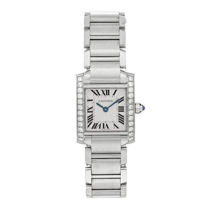 Stainless Steel Diamond Bezel 20mm Tank Francaise Quartz Watch
