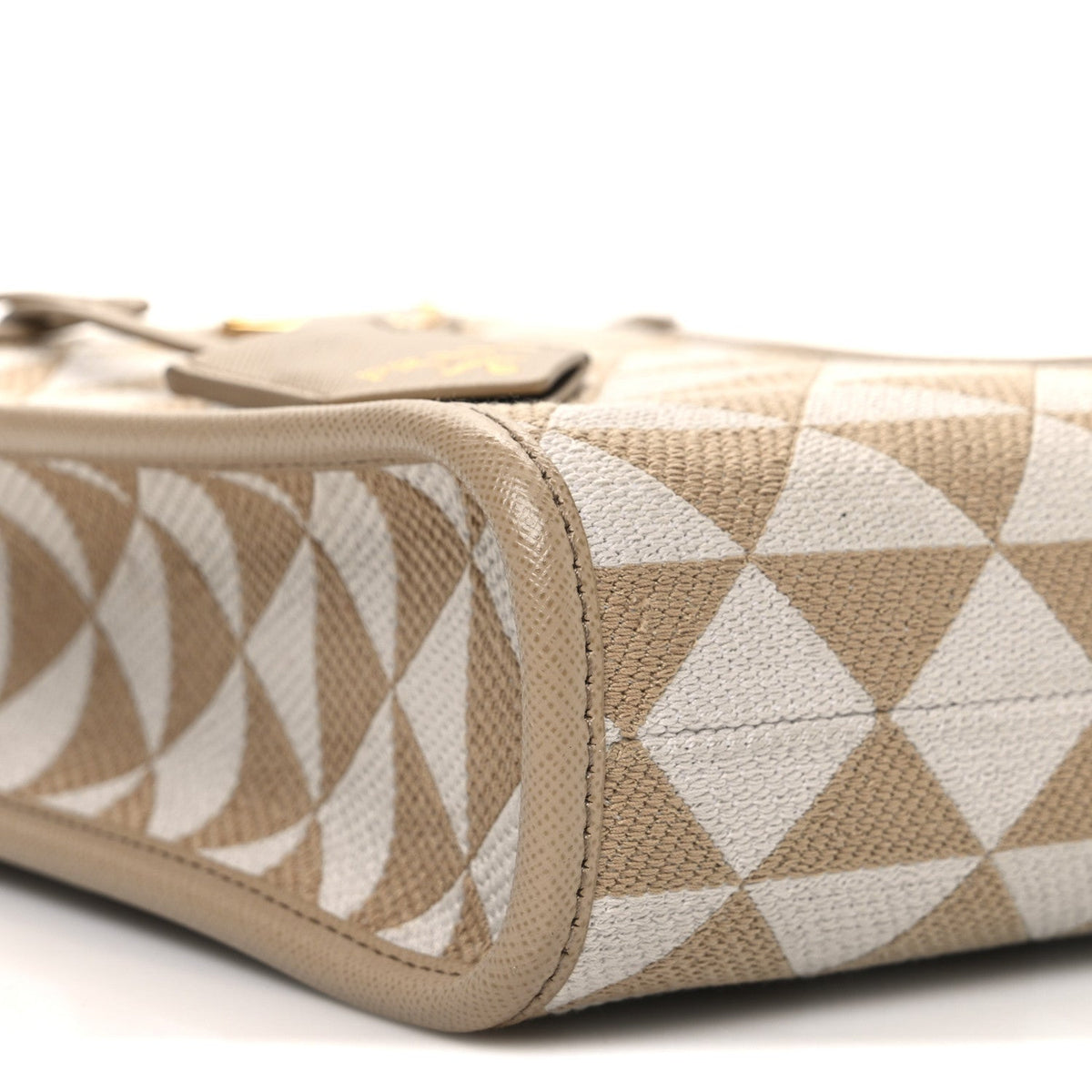 Jacquard Saffiano Triangolo Symbole Embroidered Micro Tote Corda Talco