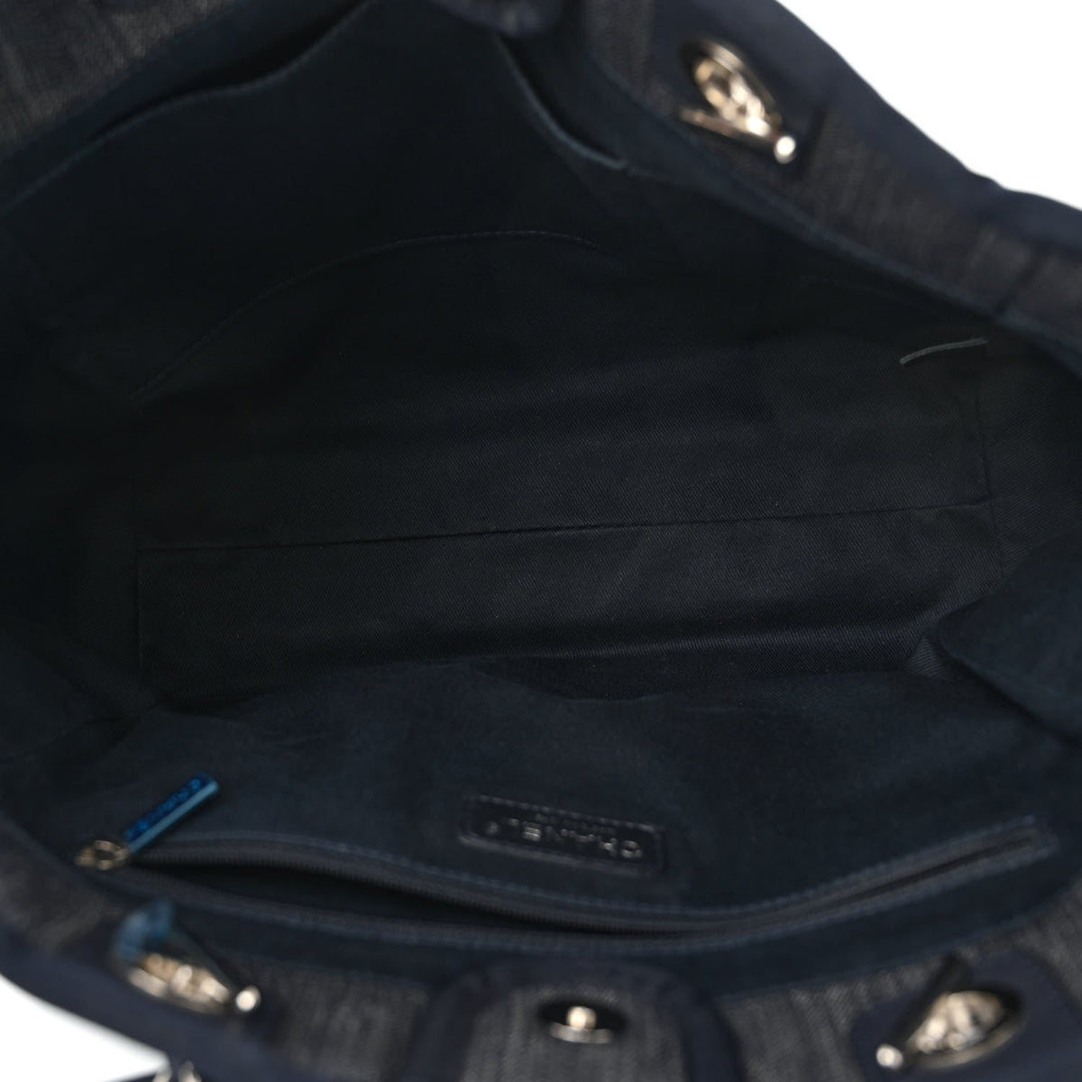 Denim Small Deauville Tote Dark Blue White
