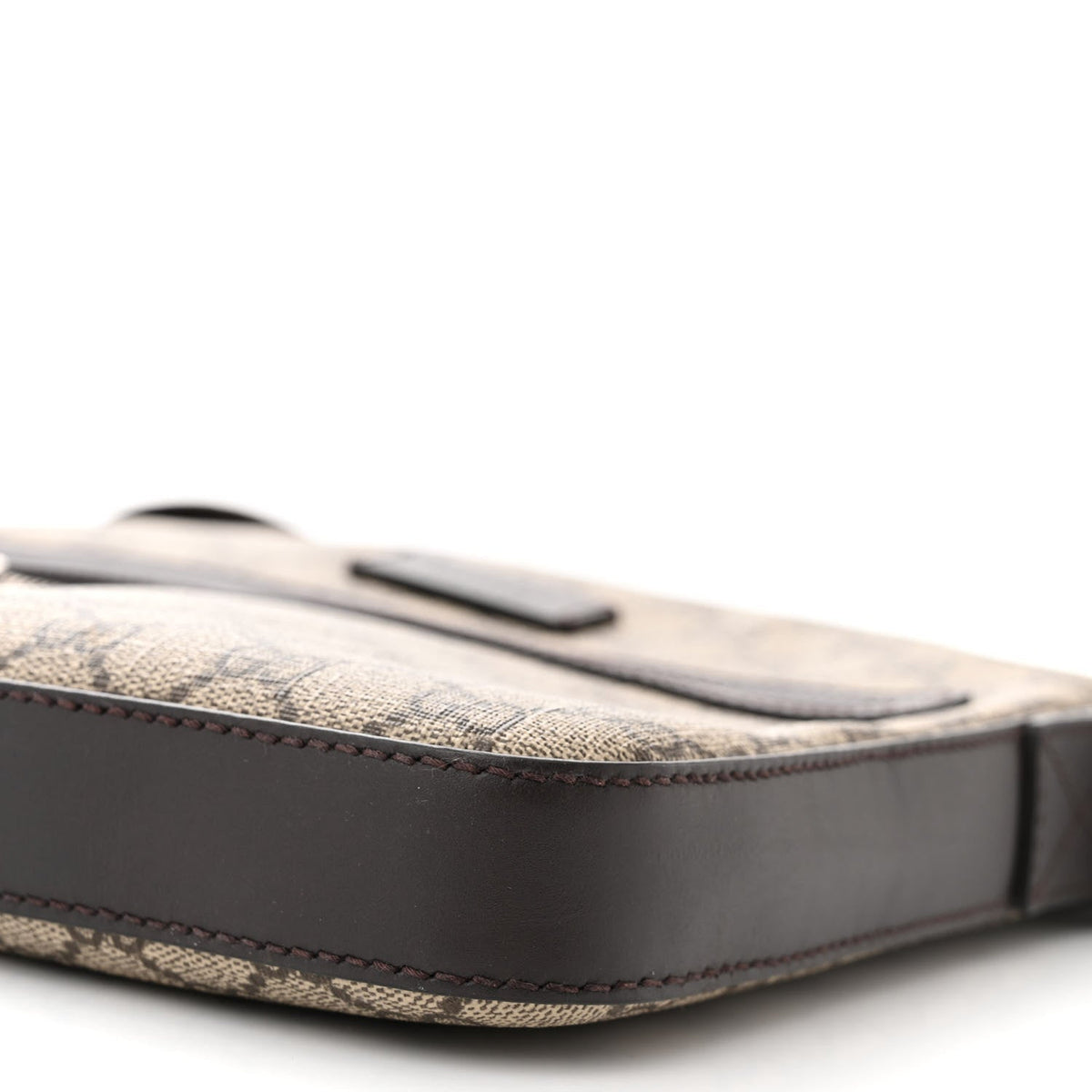 GG Supreme Monogram Selleria Calfskin Small Flat Messenger Bag Beige Ebony Cocoa Marrone Scuro