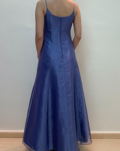 Elegant Straps A-Line Beading Satin Long Prom Dress Vintage Party Dress, D672