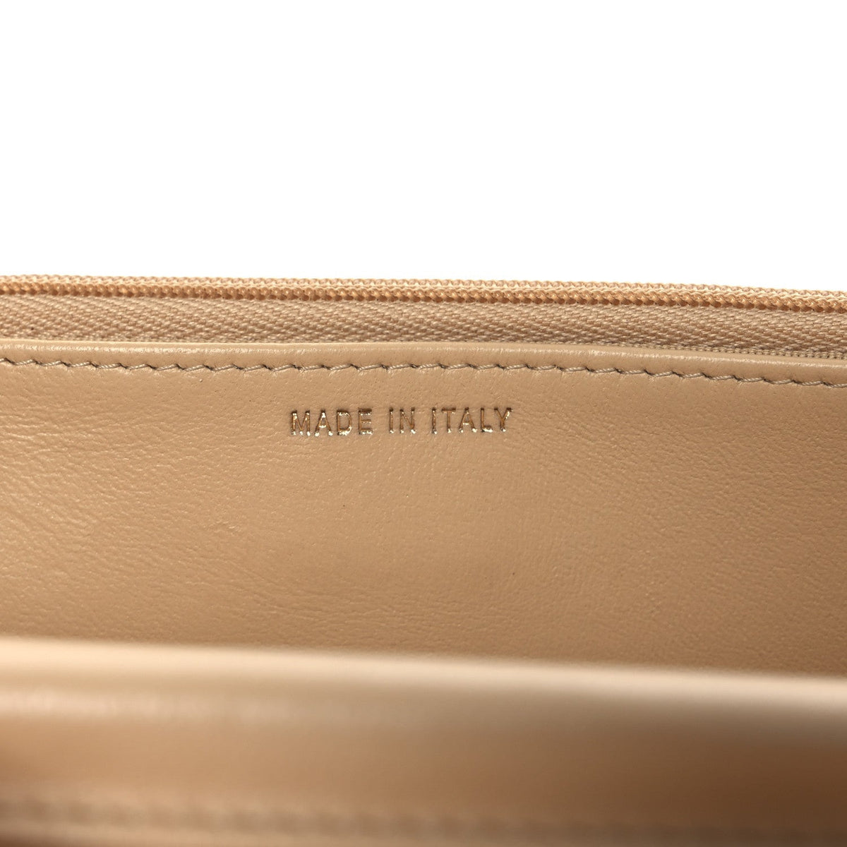 Lambskin Quilted Wallet On Chain WOC Beige