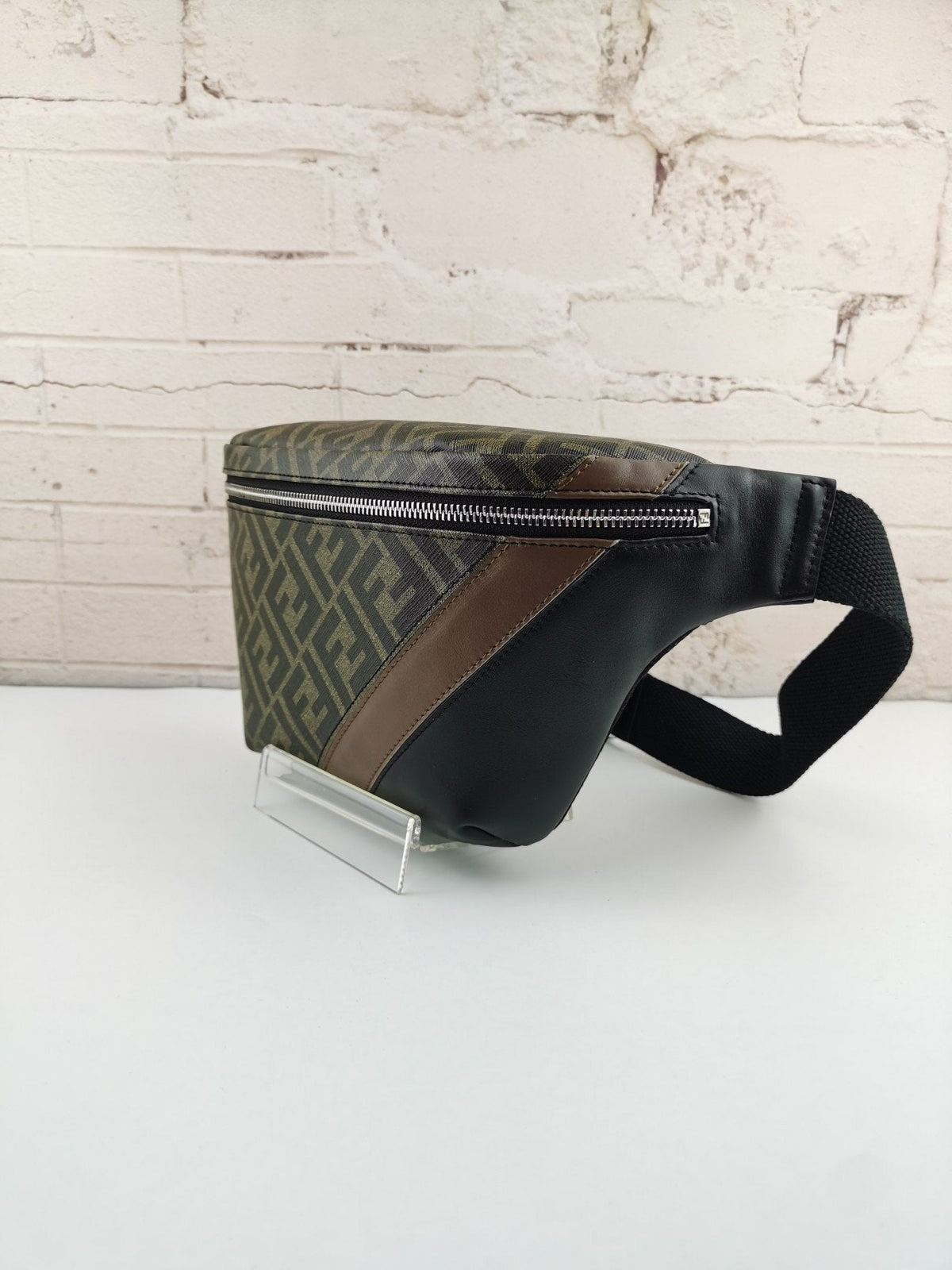 Fendi Zip Belt Bag Zucca Coated Canvas and Leather