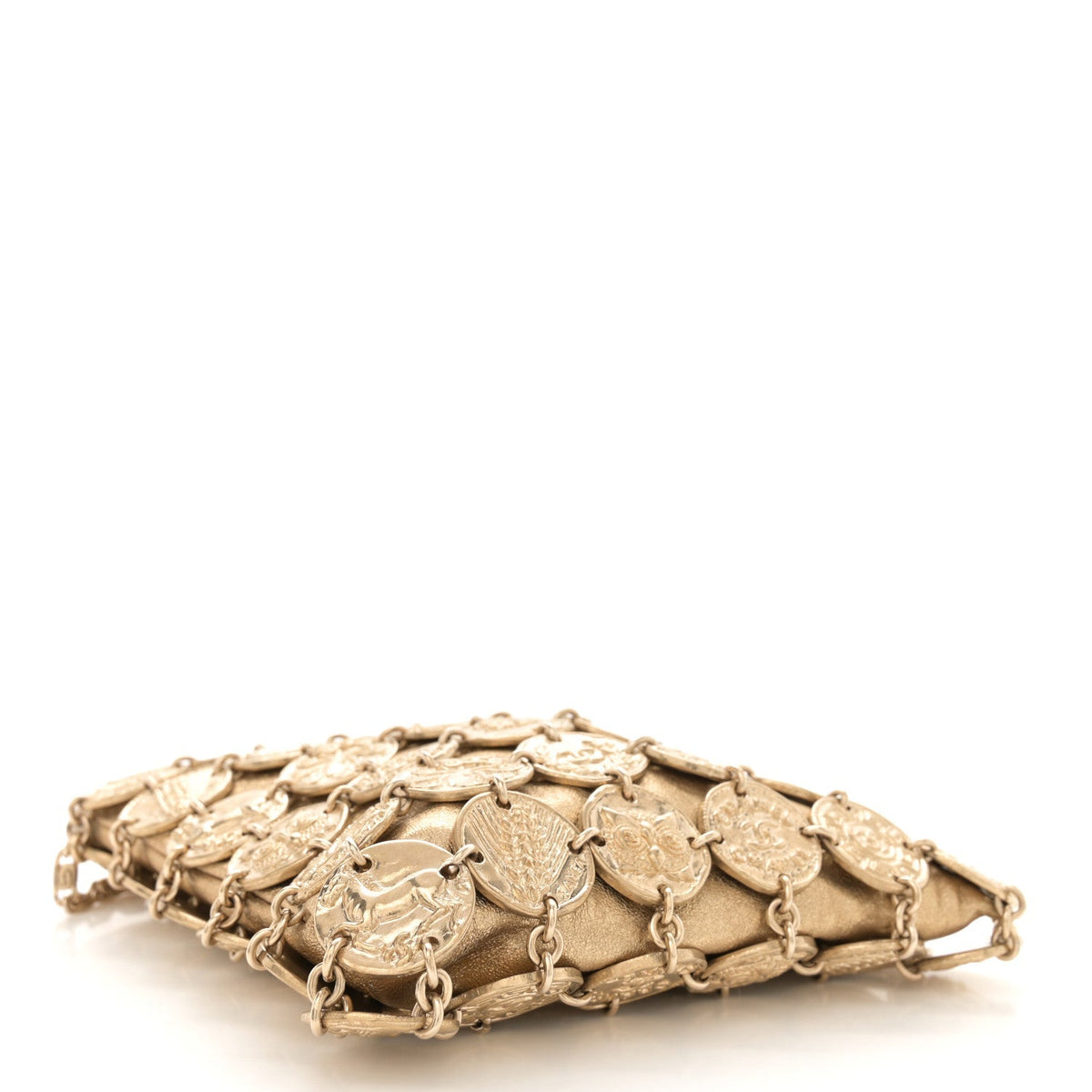 Metallic Calfskin Medallion Shoulder Bag Gold