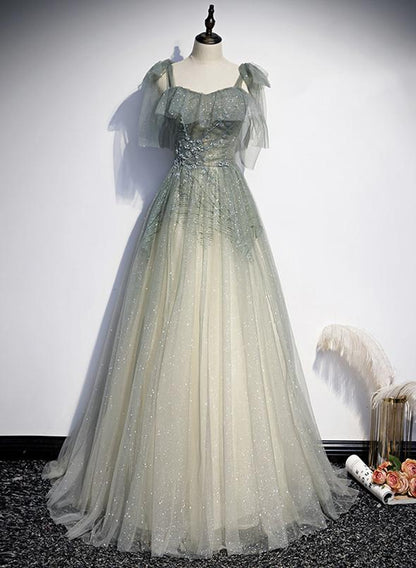 Elegant tulle long A line prom dress evening dress M2309