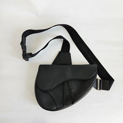 Dior Black Leather Saddle Shoulder Bag for Men