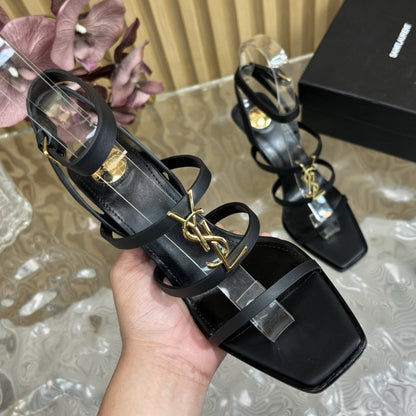 SAINT LAURENT CASSANDRA WEDGES IN SMOOTH LEATHER BLACK 821090DWEDD1000