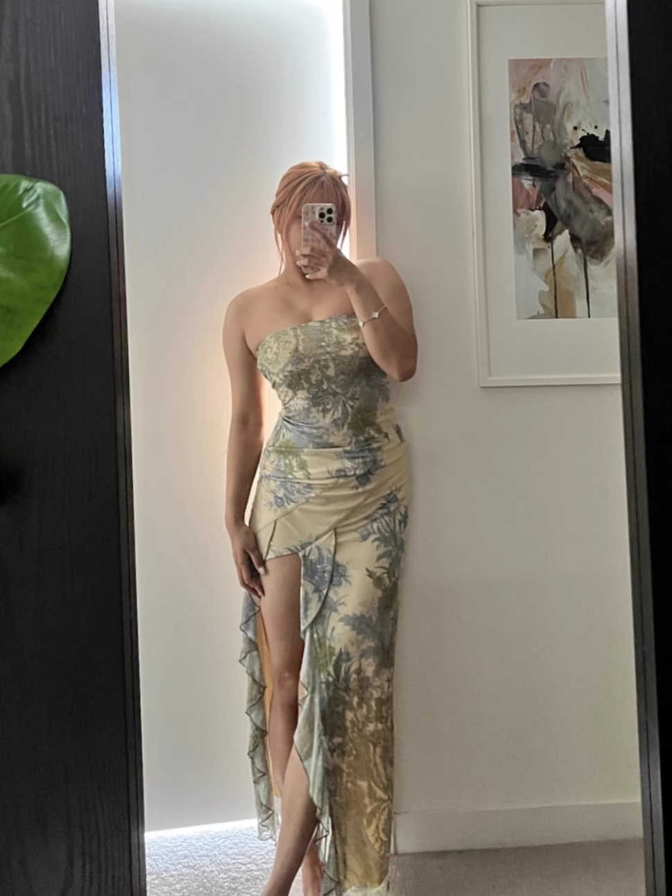 Sweet Strapless Floral Design Irregular Hem A-line Women Party Dress, D1400