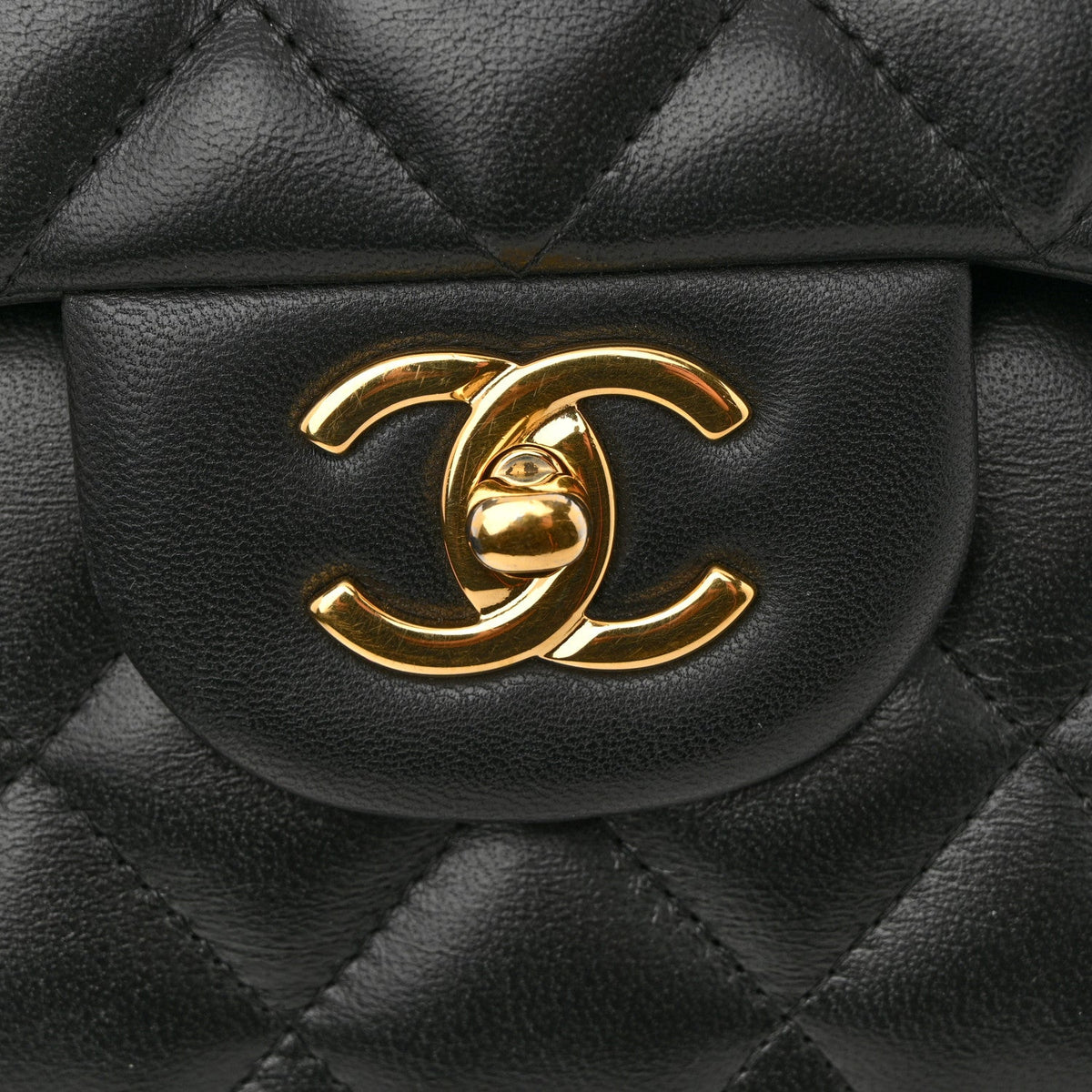 Lambskin Quilted Jumbo Double Flap Black