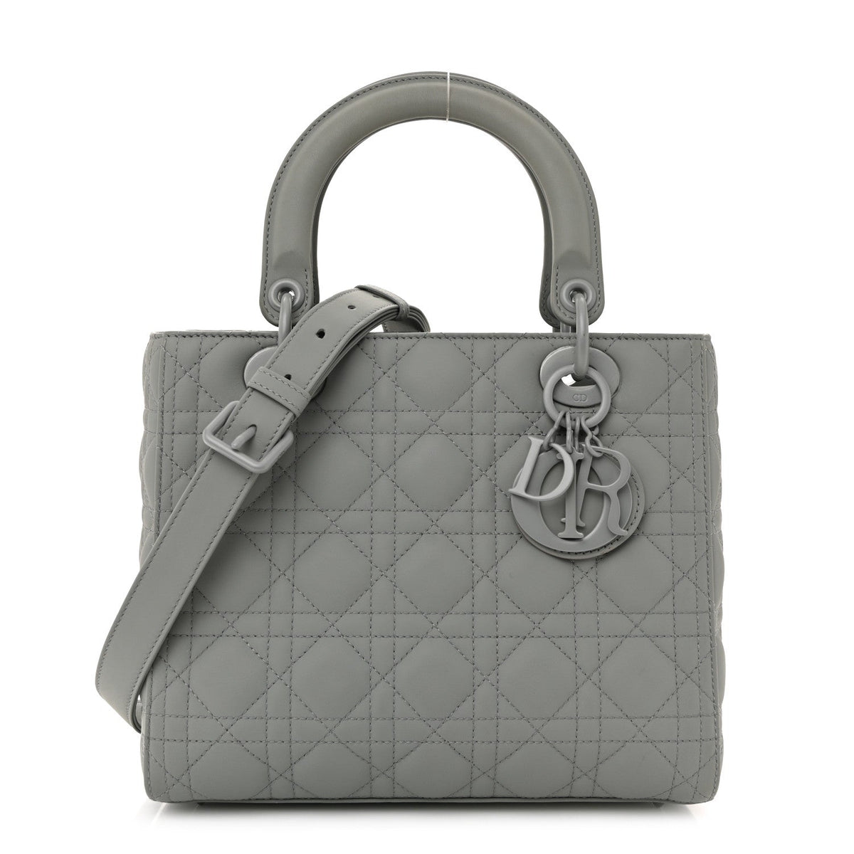 Ultra Matte Calfskin Cannage Medium Lady Dior Grey Stone