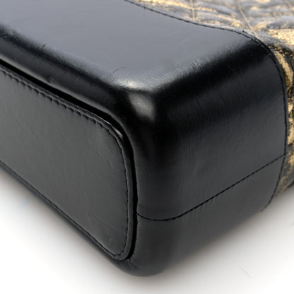 Metallic Crumpled Goatskin Quilted Medium Gabrielle Hobo Black Gold