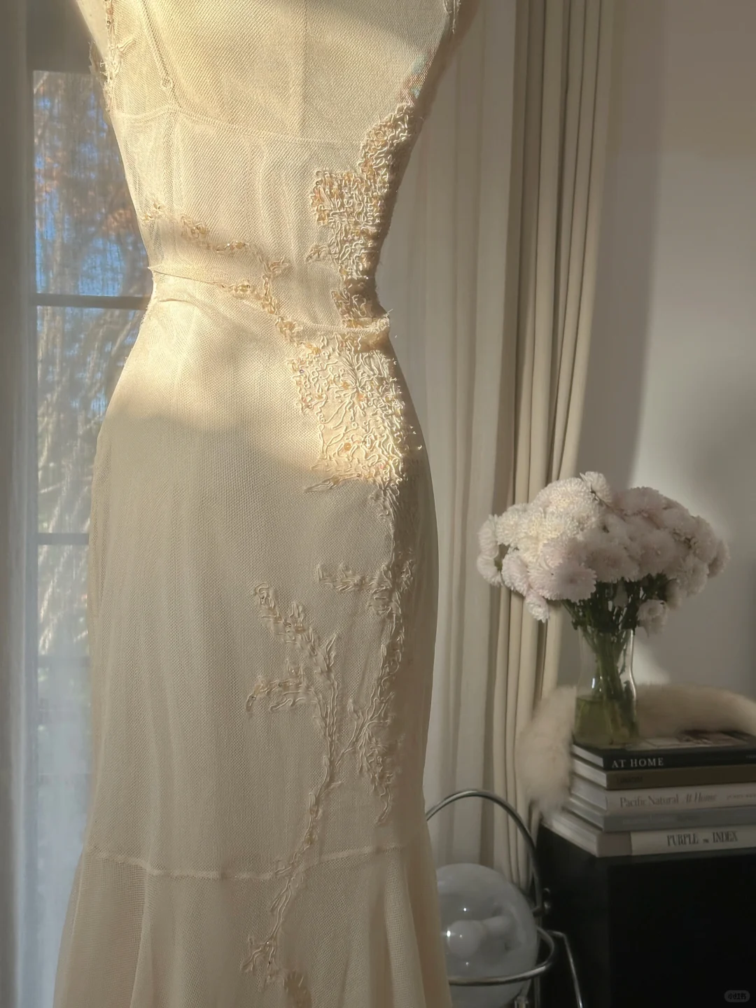 Elegant Sleeveless Ivory Mermaid Chiffon Ankle Length Vintage Party Dress, D950