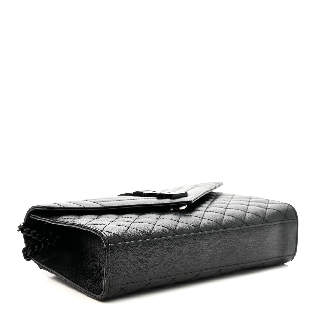 Grain De Poudre Textured Mixed Matelasse Triquilt Medium Monogram Monochrome Satchel Black